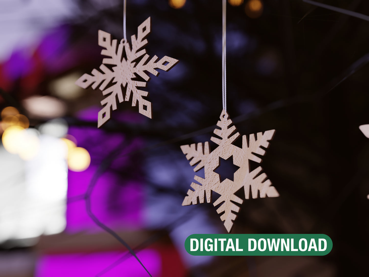 Snowflake Ornament Laser Cut Files - Bundle with 16 Christmas Tree Decorations - DIY Holiday Home Decor Digital Download for Laser Cutting