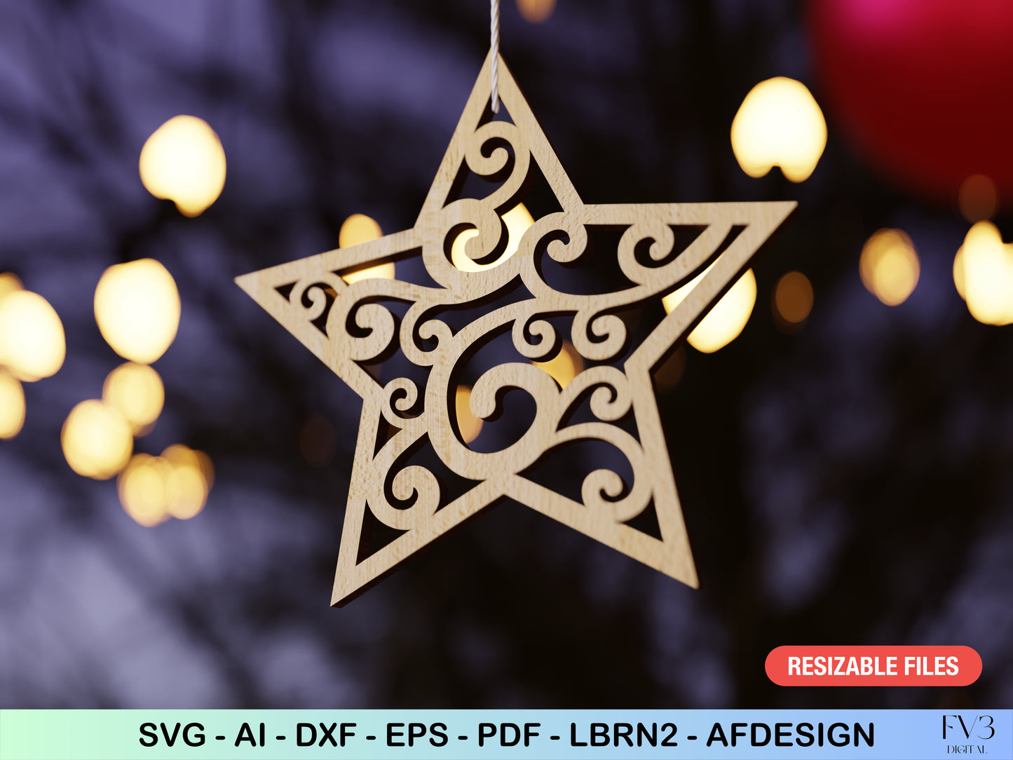 Christmas Tree Ornaments Laser Cut Files Bundle - 10 Unique Christmas Motif Designs - DIY Digital Download Holiday Home Decor