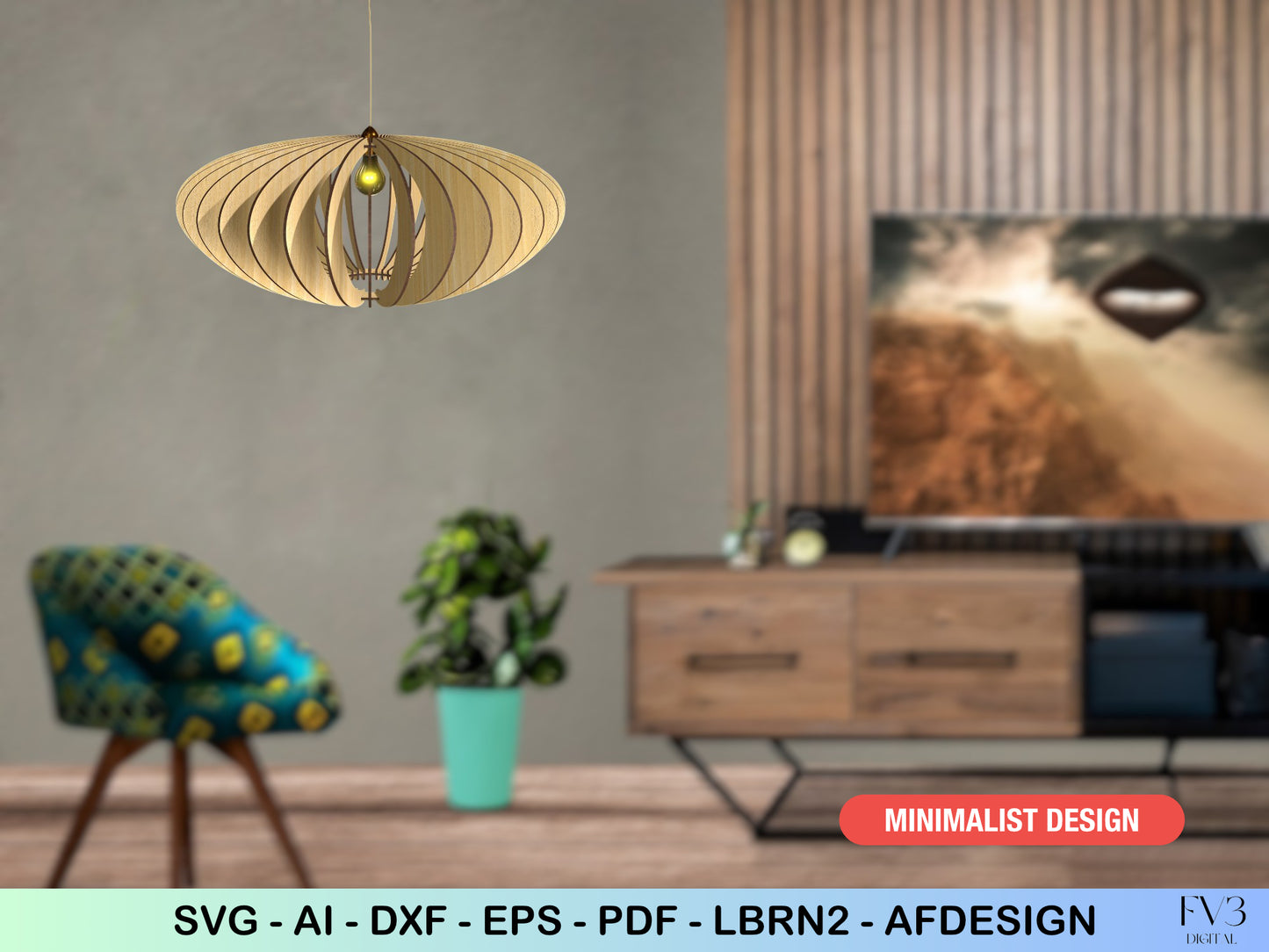 Modern Oval Table Lamp | Laser Cut Files for DIY Wood Light Fixture