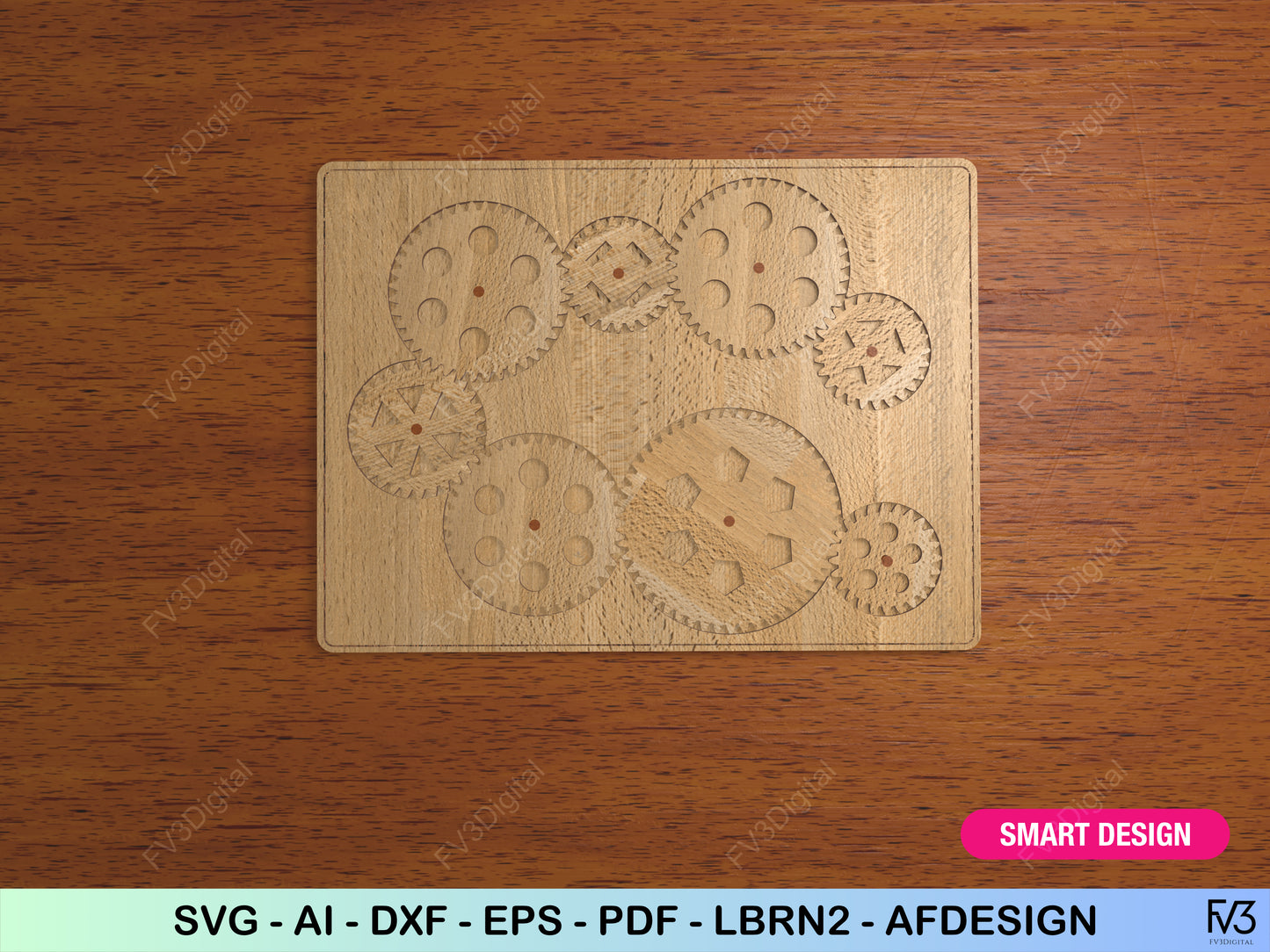 Laser Cut Gear Puzzle Files | Wooden STEM Toy & Brain Teaser for Curious Minds