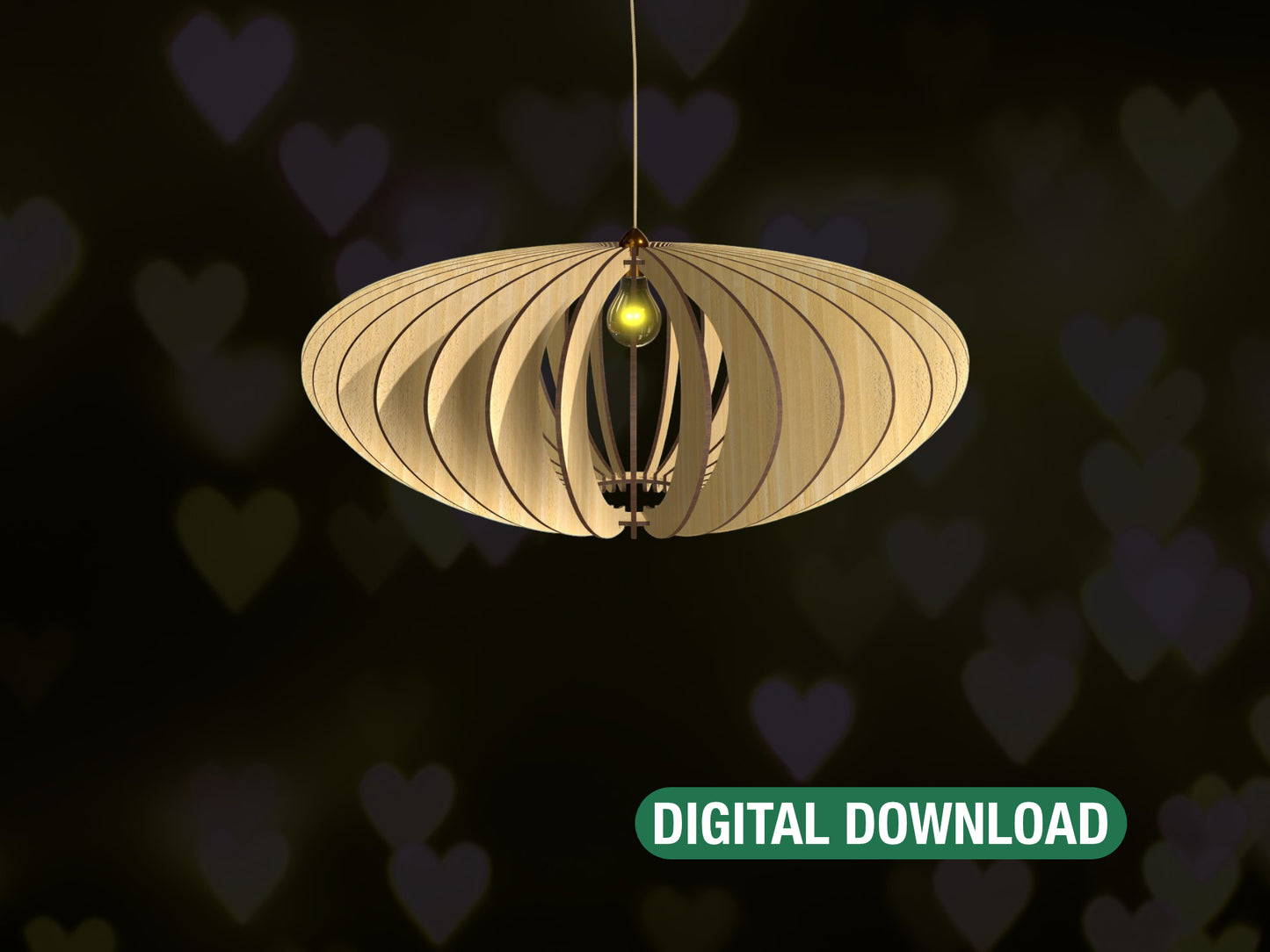Modern Oval Table Lamp | Laser Cut Files for DIY Wood Light Fixture