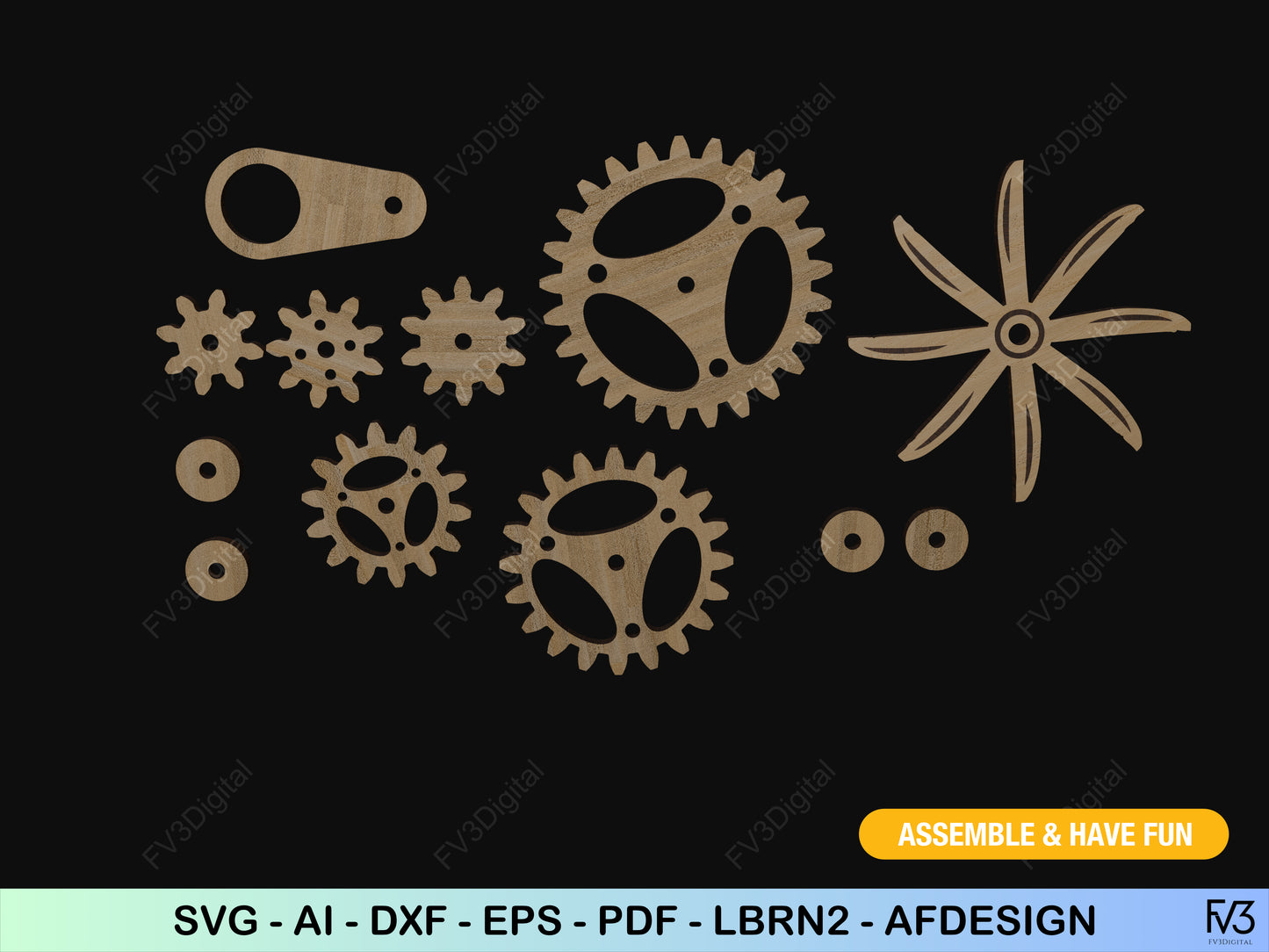 Laser Cut Files Gear Reduction System – Interactive Mechanical Toy for STEM Learning, Engineering Fun, and DIY Educational Projects