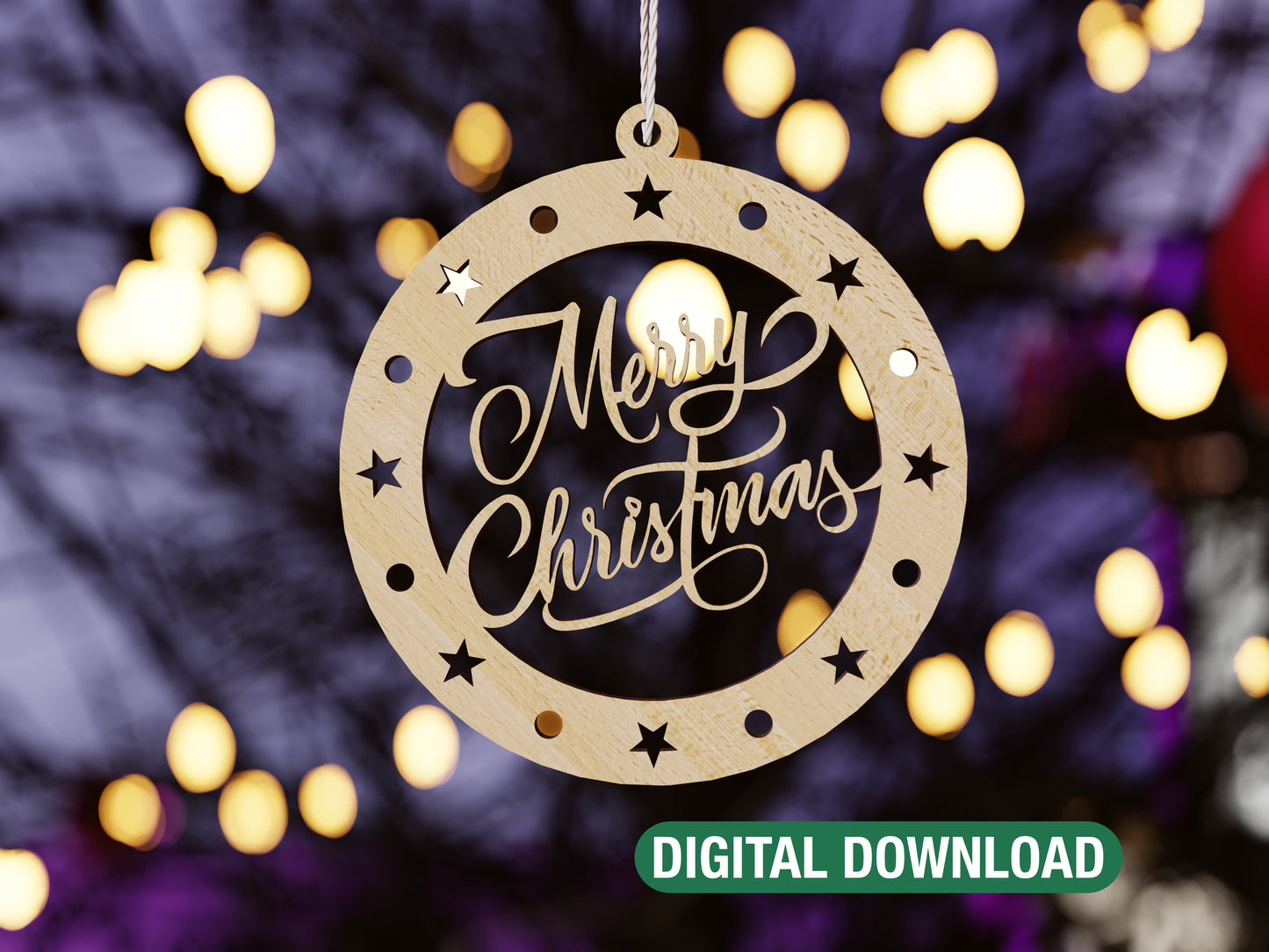 Christmas Tree Ornaments Laser Cut Files Bundle - 10 Unique Christmas Motif Designs - DIY Digital Download Holiday Home Decor