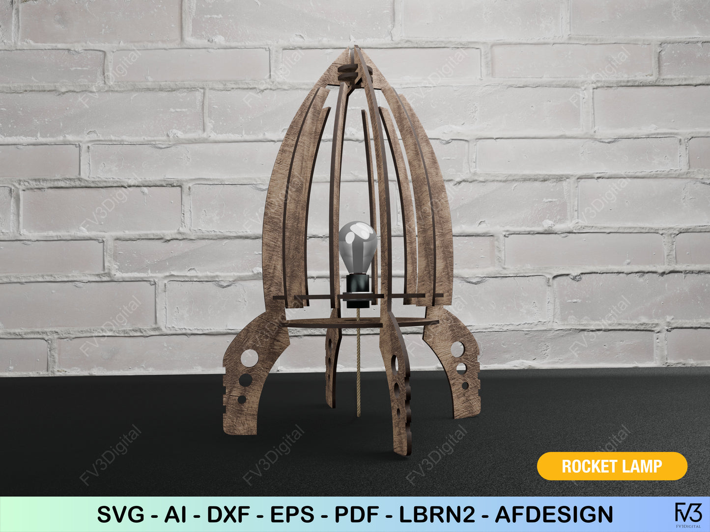 Rocket Ship Accent Lamp Laser Cut Files | A DIY Project in Structural & Lighting Design