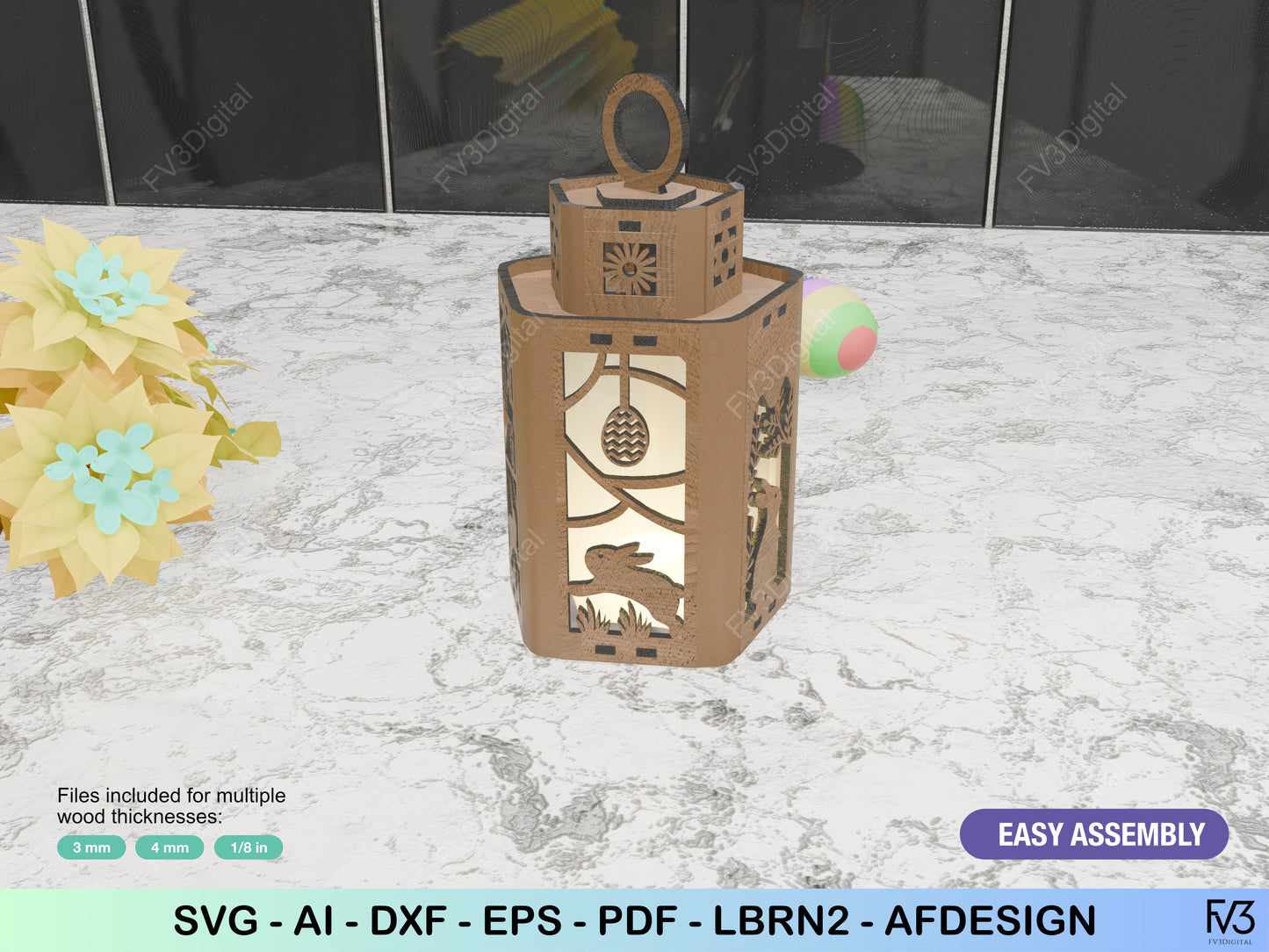 Laser Cut Files for a Beautiful Easter Decoration DIY Easter Lantern – Perfect for Festive Home Decor, Spring Celebrations & Seasonal Joy