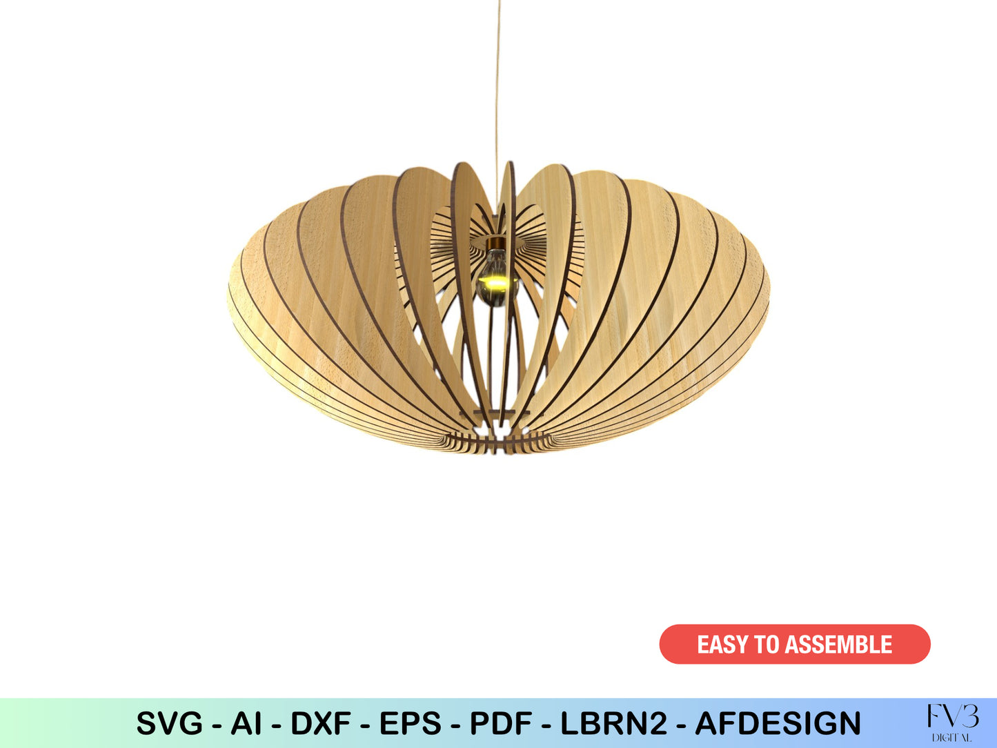 Modern Oval Table Lamp | Laser Cut Files for DIY Wood Light Fixture