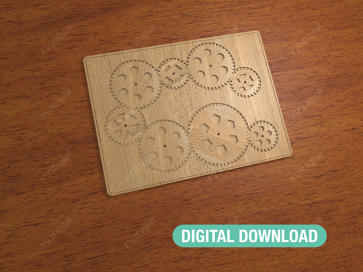 Laser Cut Gear Puzzle Files | Wooden STEM Toy & Brain Teaser for Curious Minds