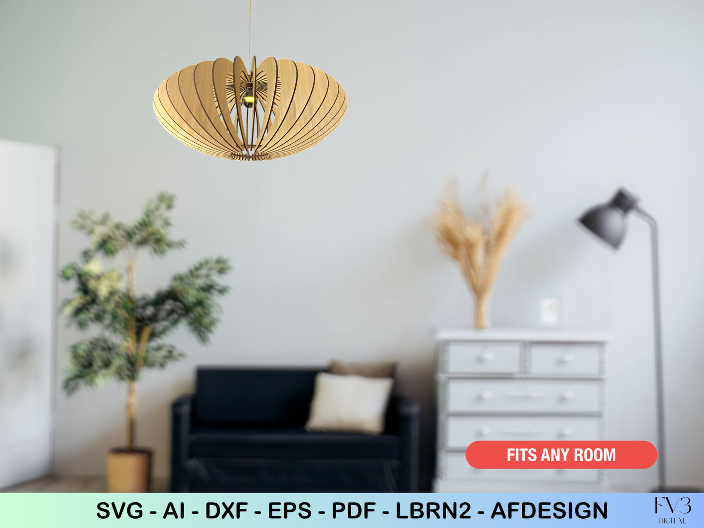 Modern Oval Table Lamp | Laser Cut Files for DIY Wood Light Fixture