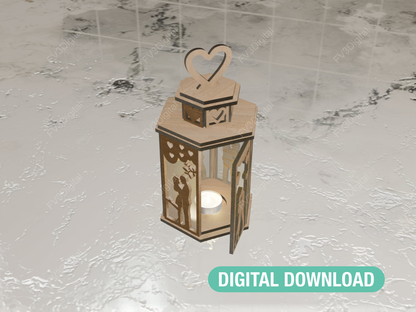 Romantic Lantern Laser Cut Files for DIY Craft Projects | Valentine's Day, Home Decor, Anniversary Gift, Woodworking, and Creative Craft