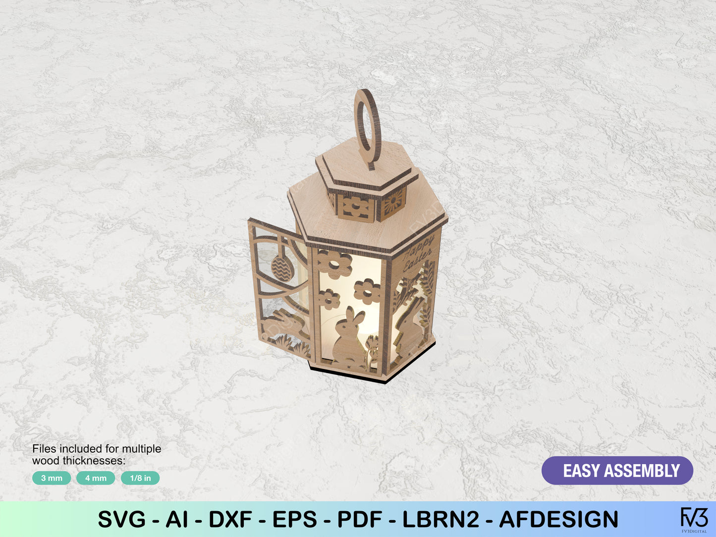 Easter Lantern Laser Cut Files for DIY Craft Projects | Unique Easter Deco, Home Decor, Great Gift, Woodworking, and Creative Craft