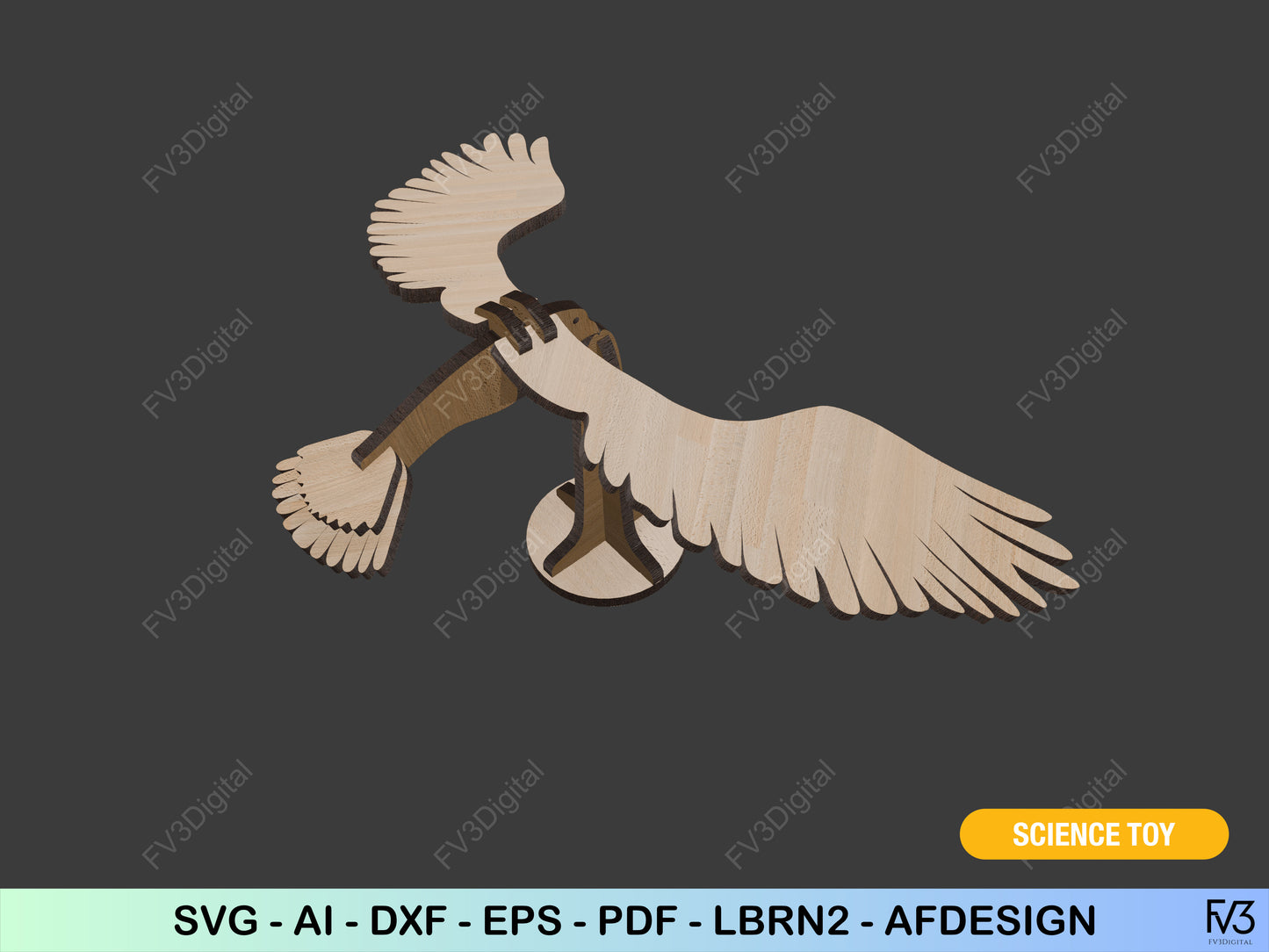 Laser Cut Files Balancing Bird Science Toy SVG Digital Download - DIY Floating Bird Project in 2 Sizes for Fun and Learning