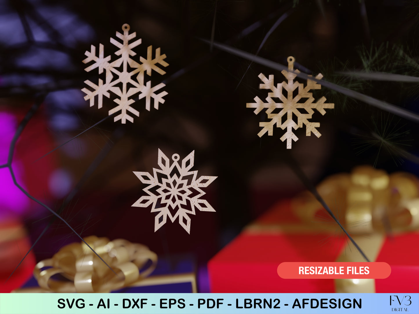 Snowflake Ornament Laser Cut Files - Bundle with 16 Christmas Tree Decorations - DIY Holiday Home Decor Digital Download for Laser Cutting