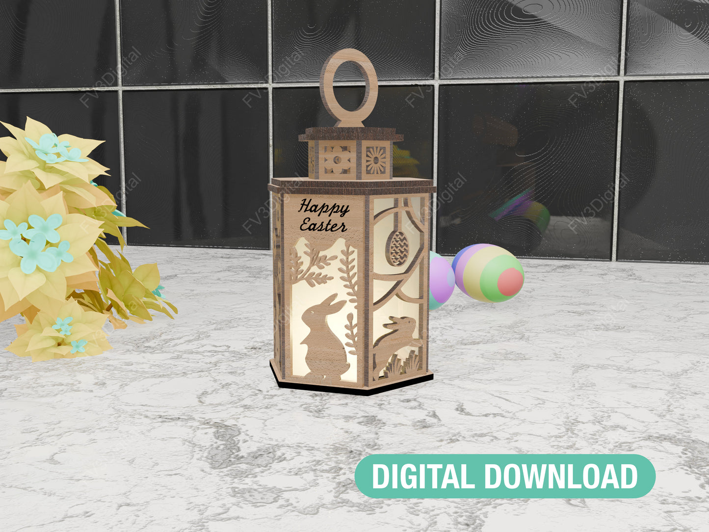 Easter Lantern Laser Cut Files for DIY Craft Projects | Unique Easter Deco, Home Decor, Great Gift, Woodworking, and Creative Craft