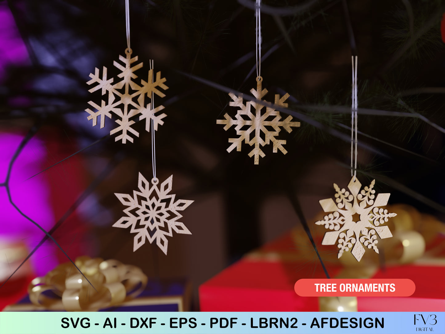 Snowflake Ornament Laser Cut Files - Bundle with 16 Christmas Tree Decorations - DIY Holiday Home Decor Digital Download for Laser Cutting