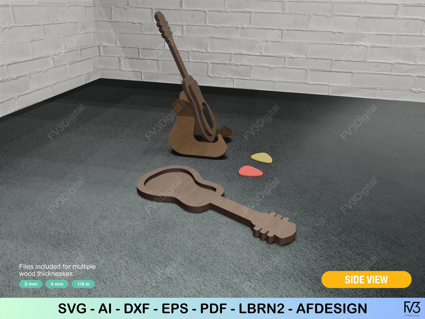 Laser Cut Case Template for Guitar Picks with Support Digital Design Files - DIY Guitar Pick Box Kit Laser Cutting Machine Files for 6 Picks