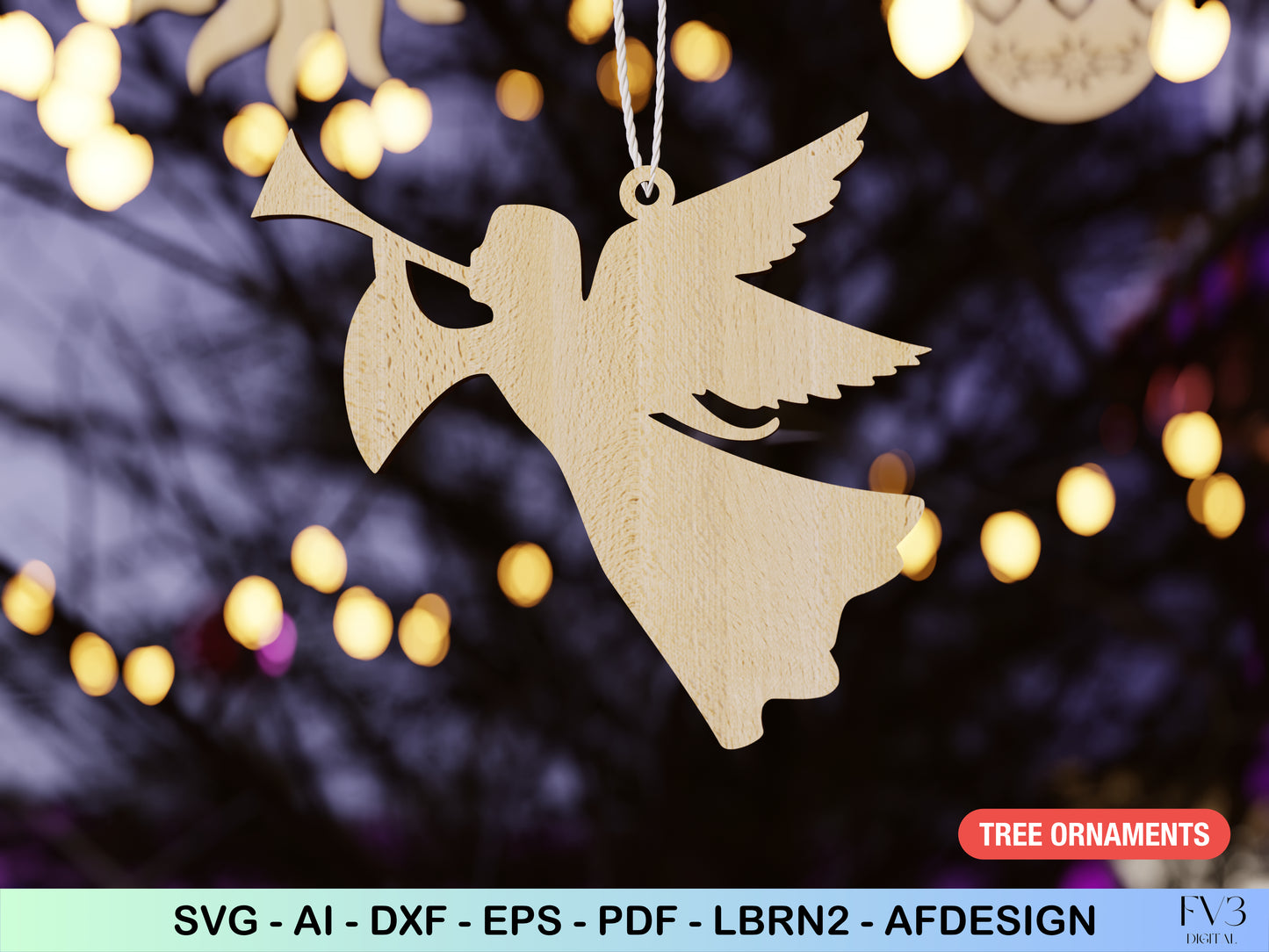 Christmas Tree Ornaments Laser Cut Files Bundle - 10 Unique Christmas Motif Designs - DIY Digital Download Holiday Home Decor