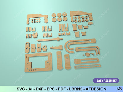 Marble Run Laser Cut File – DIY Kinetic Desk Toy | 3mm, 4mm, and 1/8” Plans