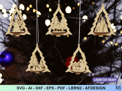 Laser Cut Files Bundle: 25 Unique 3D Christmas Ornaments, Ideal for DIY Holiday Crafts, Custom Gifts, and Festive Home Decoration Projects!