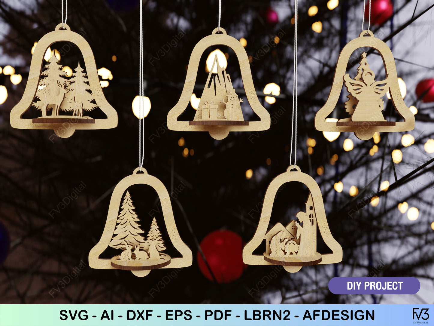 Laser Cut Files Bundle: 25 Unique 3D Christmas Ornaments, Ideal for DIY Holiday Crafts, Custom Gifts, and Festive Home Decoration Projects!