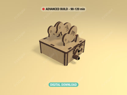 Chicken Box Automaton: Kinetic Toy Laser Cut Files (SVG DXF LBRN2)
