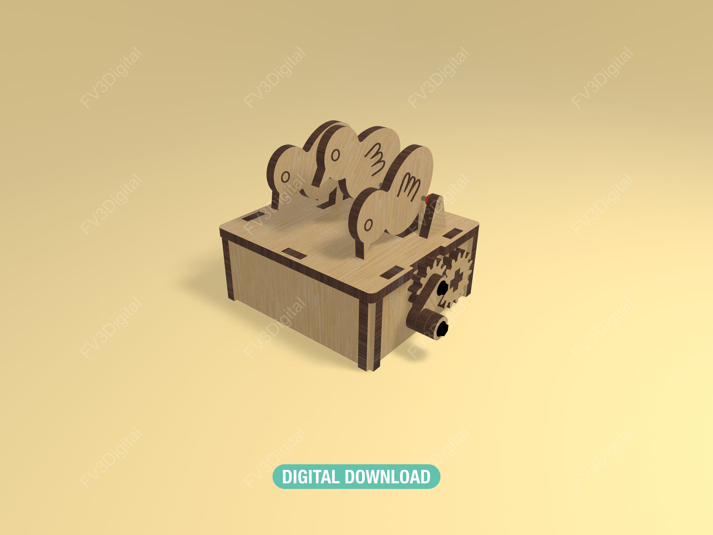 Chicken Box Automaton: Kinetic Toy Laser Cut Files (SVG DXF LBRN2)