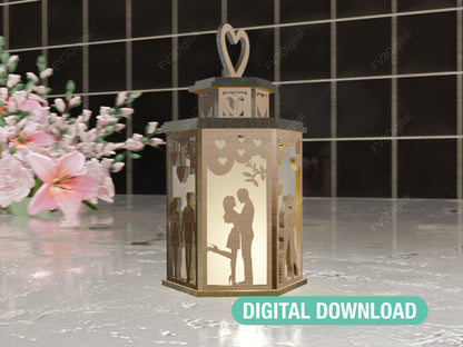 Romantic Lantern Laser Cut Files for DIY Craft Projects | Valentine's Day, Home Decor, Anniversary Gift, Woodworking, and Creative Craft