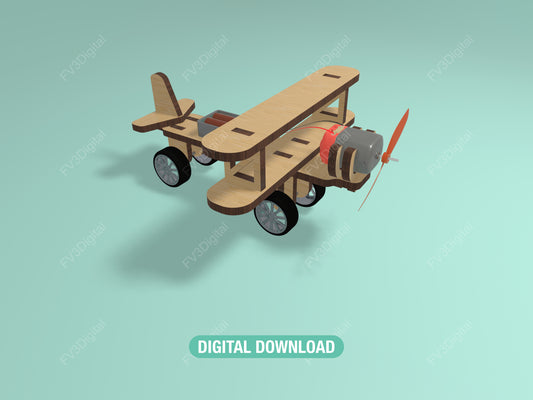 Laser Cut Files: Propeller Airplane STEM Toy | Engine‑Ready, Taxis on Smooth Surfaces