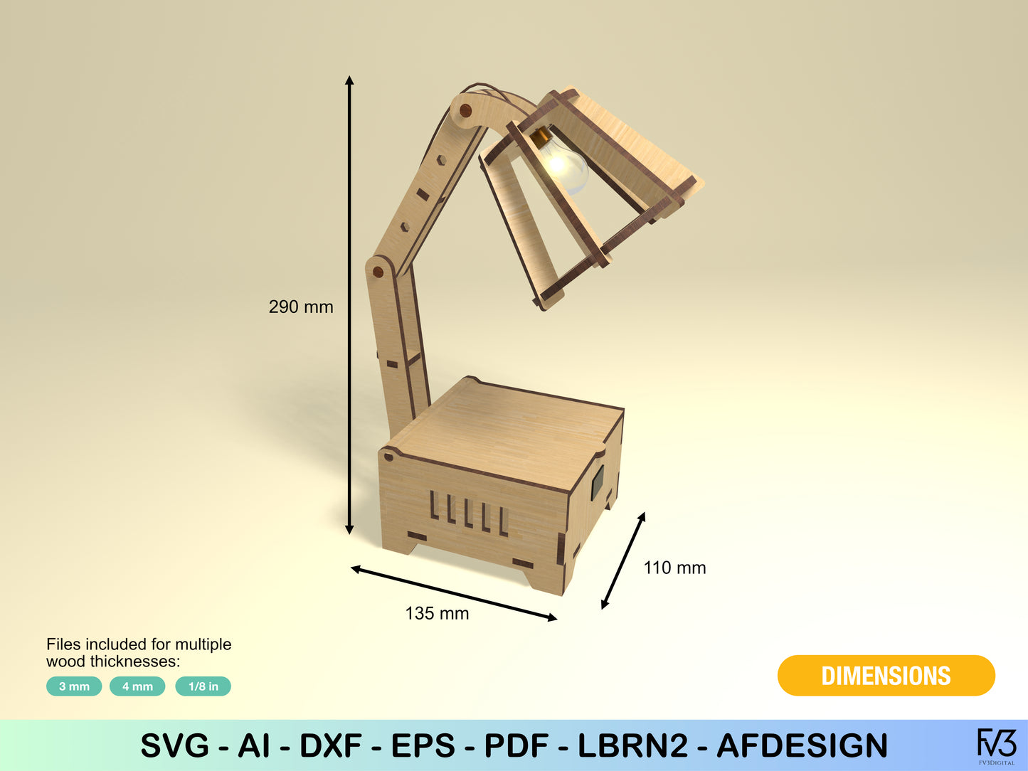 DIY Wooden Lamp Laser Cut Files – STEM Electricity Project for Kids – Educational Circuit Build – Digital Download SVG