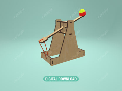 Laser Cut Catapult STEM Toy: DIY Physics Project (Digital Download, 4/5mm Wood Files)