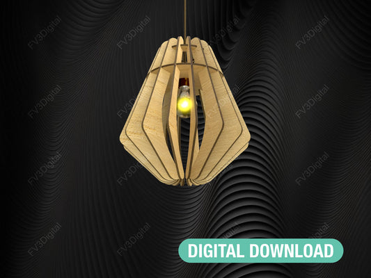 Laser Cut Files for 3D Geometric Pendant Lamp – Files ready for 3mm, 4mm, 5mm, and 1/8" Wood. Modern Design for Home or Office Decor.