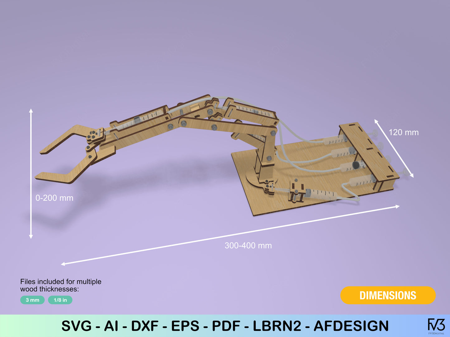 Hydraulic Robotic Arm – Working STEM Model | Laser Cut Files