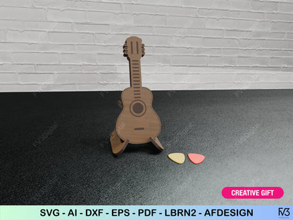 Laser Cut Case Template for Guitar Picks with Support Digital Design Files - DIY Guitar Pick Box Kit Laser Cutting Machine Files for 6 Picks
