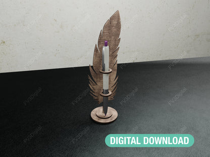 Pen holder laser cut files. Original office or home decor. Feather pen holder cut file - DIY. Digital download SVG files for DIY project.