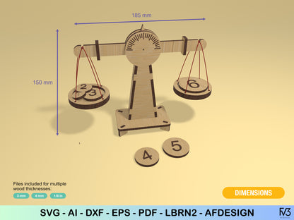 Wooden Balance Model Laser Cut Files – Working STEM Project - SVG, DXF Digital Download