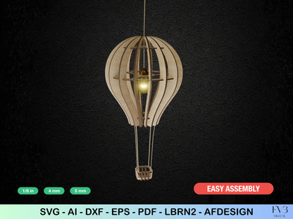 Balloon-Shaped Lamp Laser Cut Files – DIY Home Decor Project | Unique Laser-Cut Design for Easy Assembly and Creative Lighting Solution.