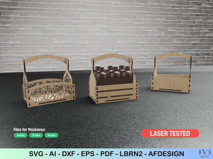 Laser Cut Basket Bundle set of 3 models included. Craft Your Own Collection of Baskets with Laser cut pattern bundle. Vector files download.