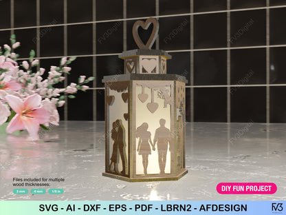 Romantic Lantern Laser Cut Files for DIY Craft Projects | Valentine's Day, Home Decor, Anniversary Gift, Woodworking, and Creative Craft