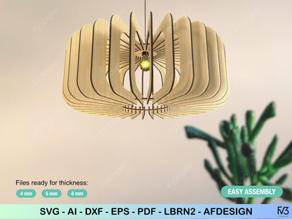 Laser Cut Pendant Lamp Files – Geometric DIY Design, Fits Any Bulb, Perfect for 4mm, 5mm, 6mm Wood, Stylish Home Lighting Made Easy!