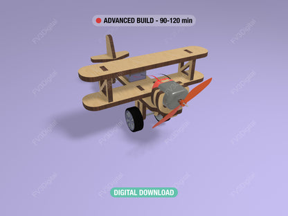 Motorized Propeller Airplane Laser Cut Files – STEM Engineering Model SVG DxF LBRN2 – Advanced DIY Engineering Project
