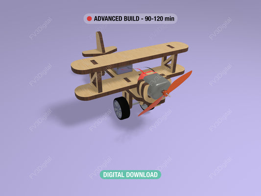 Motorized Propeller Airplane Laser Cut Files – STEM Engineering Model SVG DxF LBRN2 – Advanced DIY Engineering Project
