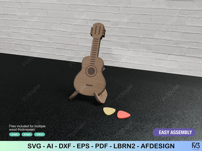 Laser Cut Case Template for Guitar Picks with Support Digital Design Files - DIY Guitar Pick Box Kit Laser Cutting Machine Files for 6 Picks