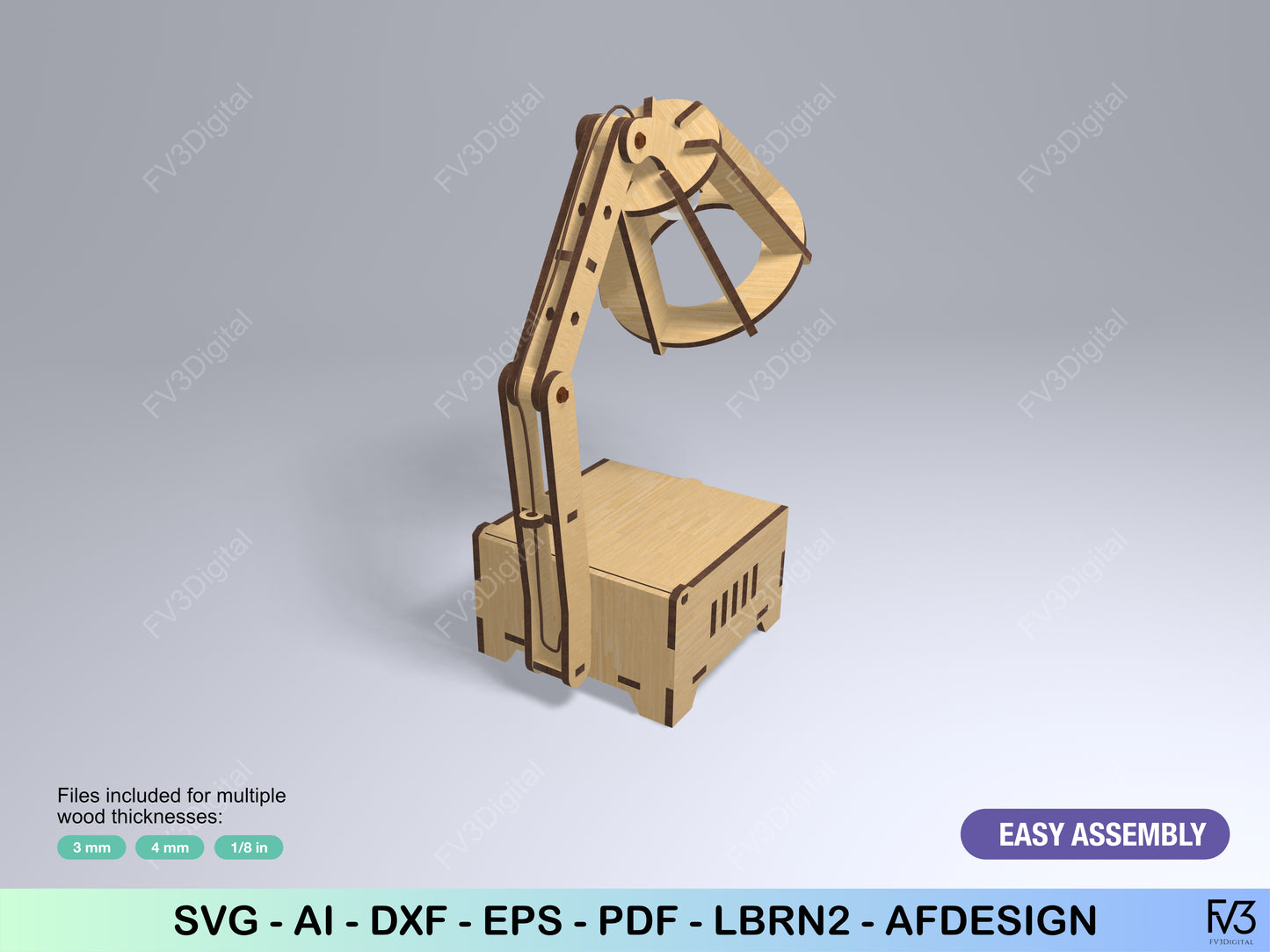 DIY Wooden Lamp Laser Cut Files – STEM Electricity Project for Kids – Educational Circuit Build – Digital Download SVG
