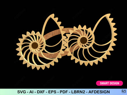 Laser Cut Files Nautilus Spinning Wheels Toy - Mechanical Gear Puzzle Design for DIY Projects, STEM Learning, and Decor