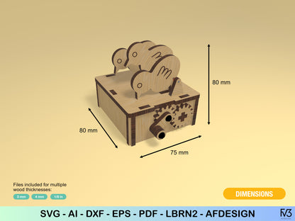 Chicken Box Automaton: Kinetic Toy Laser Cut Files (SVG DXF LBRN2)