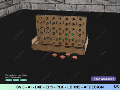 Laser Cut Files Connect Four Board Game SVG Digital Download - DIY Tabletop Game Design Fun and Interactive Project - Board game project.