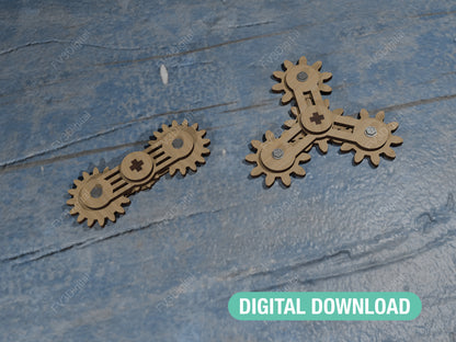 Laser Cut Files Fidget Spinner with Gears – DIY Mechanical Toy for Stress Relief, STEM Learning & Fun Hand Gadget. Two models included.