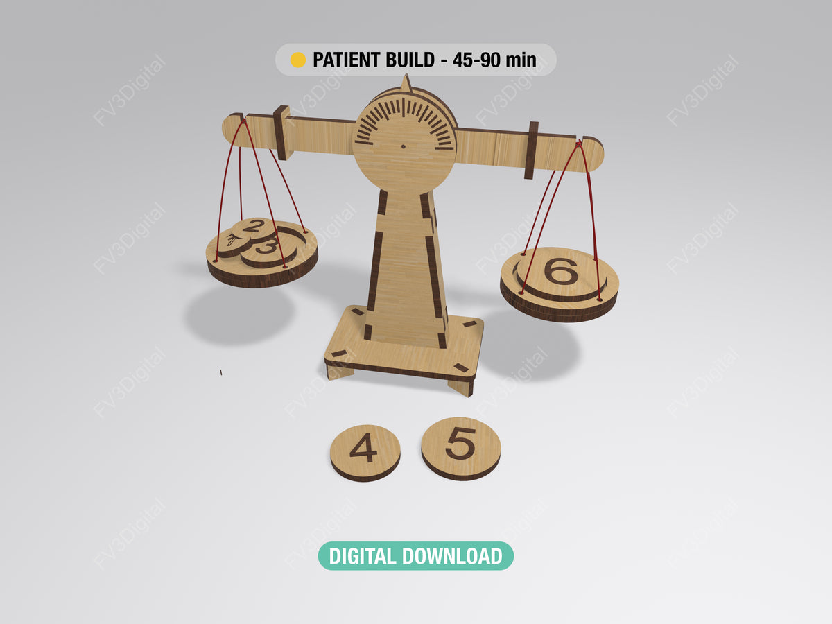 Wooden Balance Model Laser Cut Files – Working STEM Project - SVG, DXF Digital Download