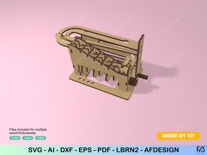 Marble Run Laser Cut File – DIY Kinetic Desk Toy | 3mm, 4mm, and 1/8” Plans