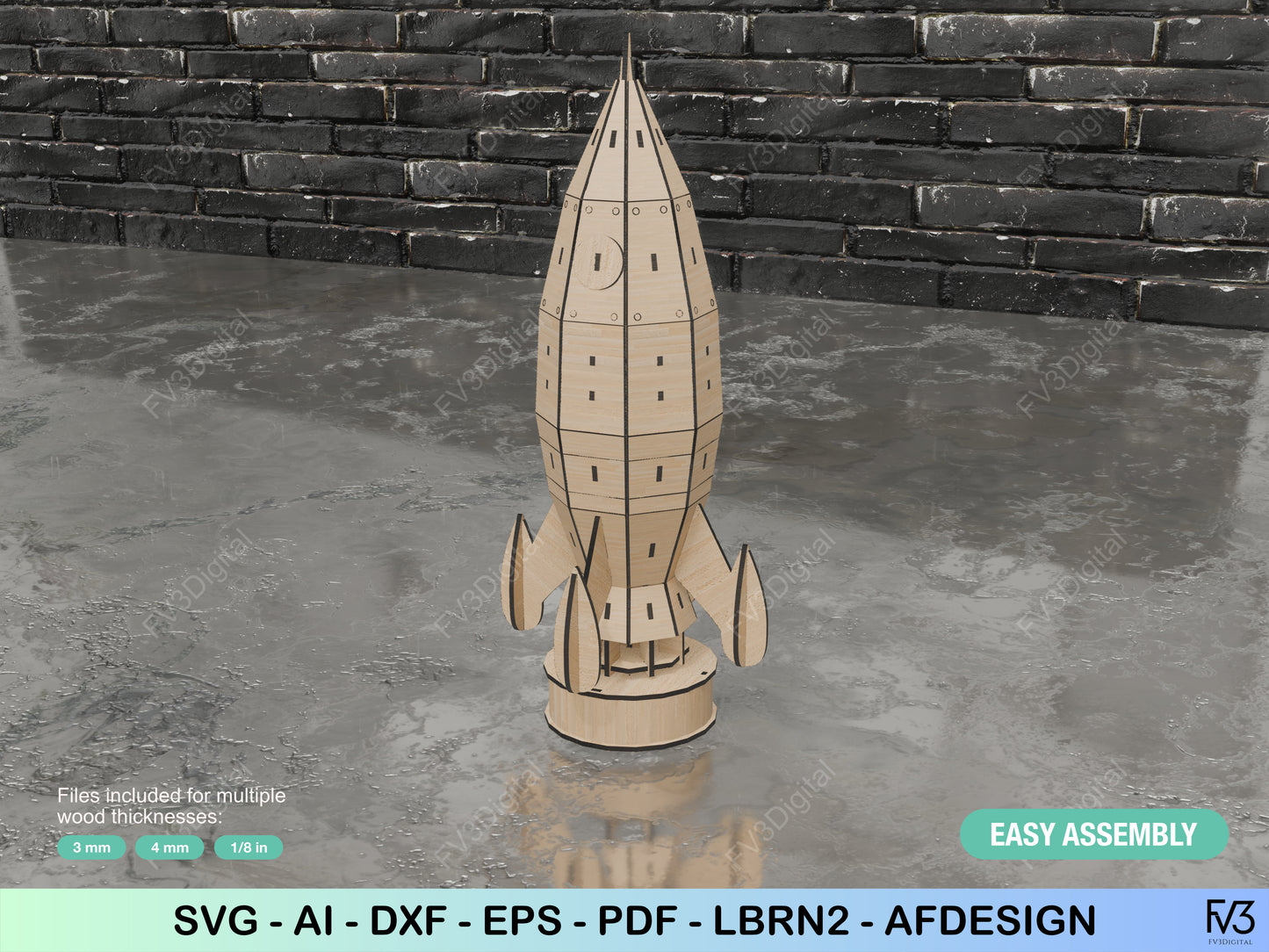 Laser Cut Files to create Motorized Rotating Rocket | STEM Engineering Project & Space Decor