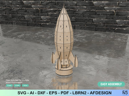 Laser Cut Files to create Motorized Rotating Rocket | STEM Engineering Project & Space Decor